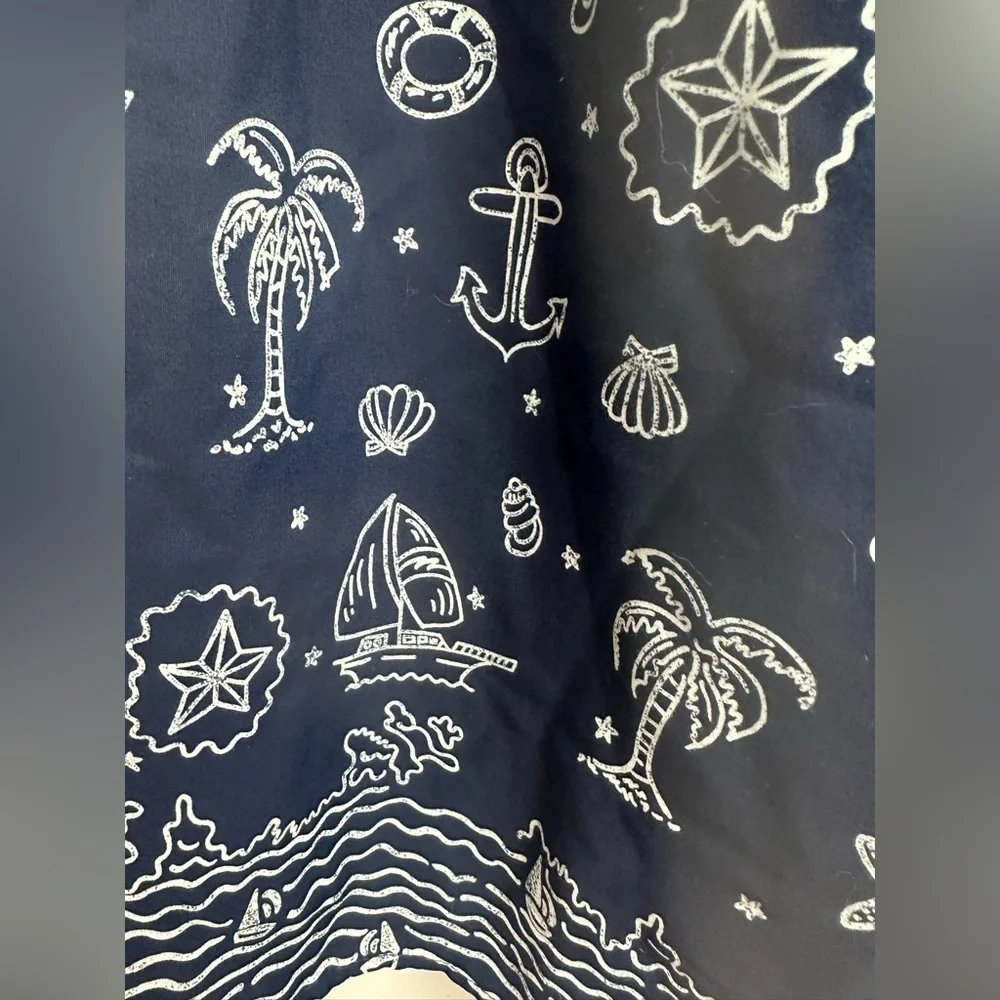 Breeches Navy Blue Nautical Beach Palm Tree Anchor Vintage Vacation Wrap Skirt S